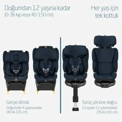 Maxi-Cosi Emerald 360 Pro I-size Araç Dışına Çıkabilen Isofix'li Dönebilir Yatabilir Slidetech Oto Koltuğu 0-36 Kg Authentic Blue - 4