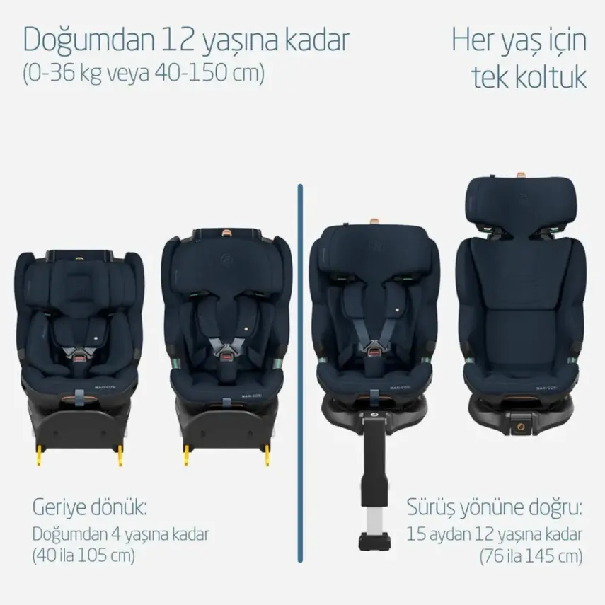 Maxi-Cosi Emerald 360 Pro I-size Araç Dışına Çıkabilen Isofix'li Dönebilir Yatabilir Slidetech Oto Koltuğu 0-36 Kg Authentic Blue - 4