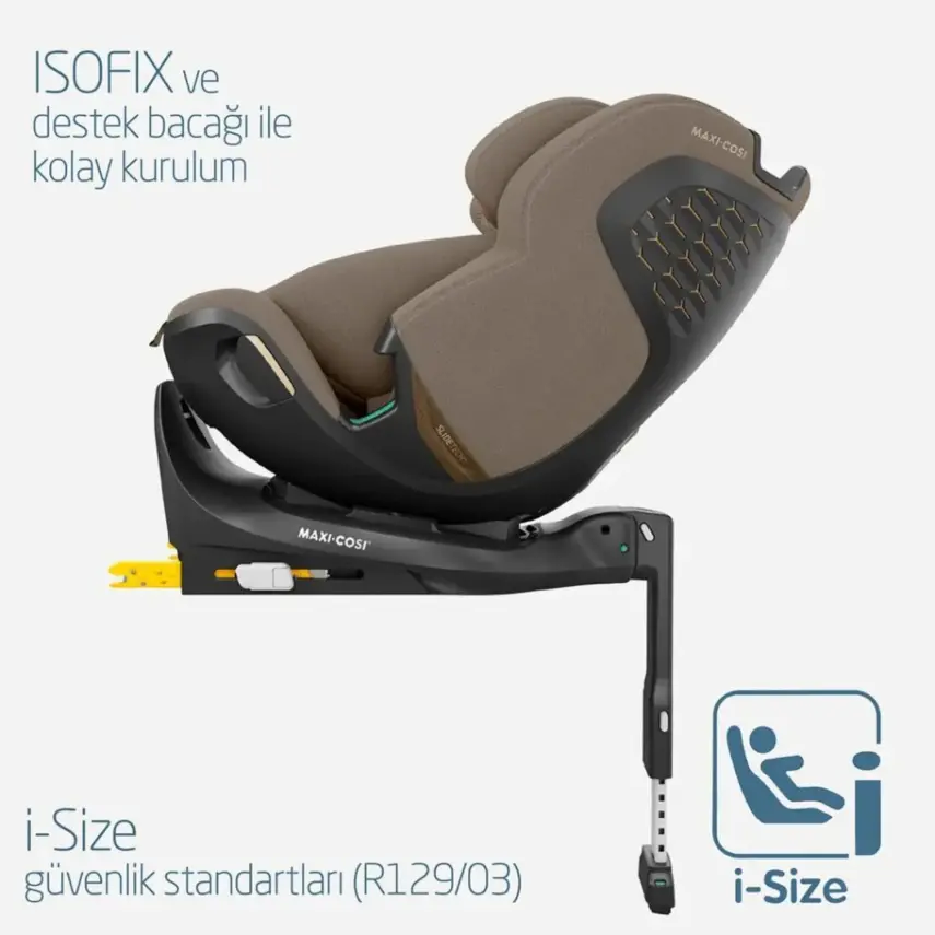 Maxi-Cosi Emerald 360 Pro I-size Araç Dışına Çıkabilen Isofix'li Dönebilir Yatabilir Slidetech Oto Koltuğu 0-36 Kg Authentic Truffle - 5