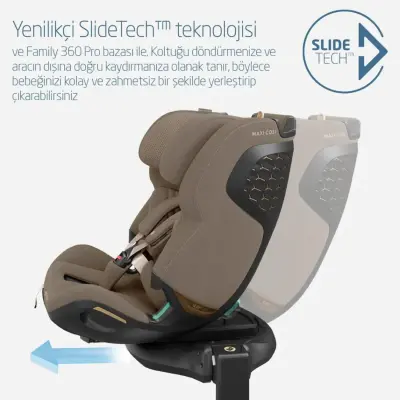 Maxi-Cosi Emerald 360 Pro I-size Araç Dışına Çıkabilen Isofix'li Dönebilir Yatabilir Slidetech Oto Koltuğu 0-36 Kg Authentic Truffle - 9