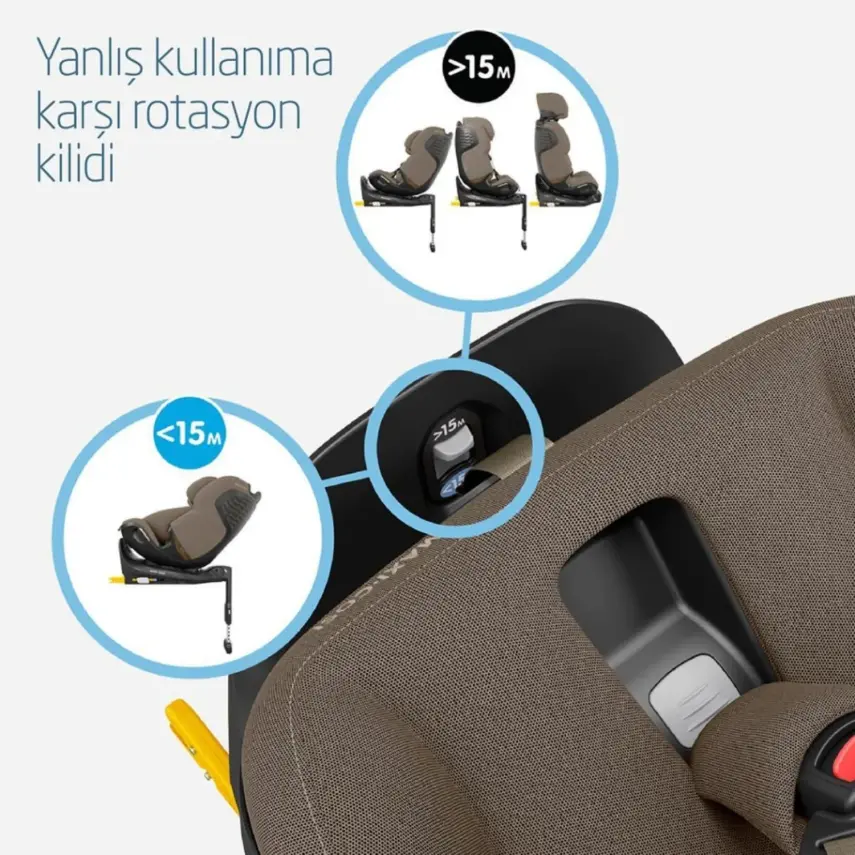 Maxi-Cosi Emerald 360 Pro I-size Araç Dışına Çıkabilen Isofix'li Dönebilir Yatabilir Slidetech Oto Koltuğu 0-36 Kg Authentic Truffle - 8