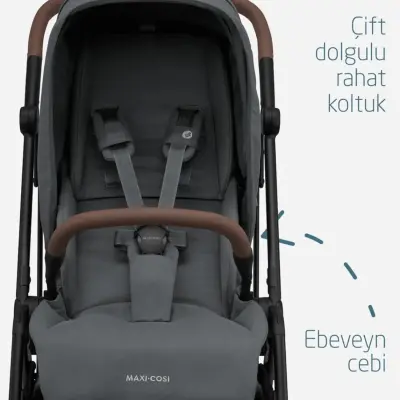 Maxi-Cosi Leona2 Çift Yönlü Tek Elle Katlanabilir Bebek Arabası Twillic Graphite - 11