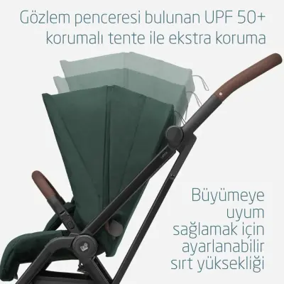 Maxi-Cosi Leona2 Çift Yönlü Uzatılabilir Sırt Desteği Tam Yatabilir Bebek Arabası Twillic Green - 9