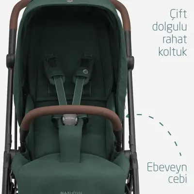 Maxi-Cosi Leona2 Çift Yönlü Uzatılabilir Sırt Desteği Tam Yatabilir Bebek Arabası Twillic Green - 11