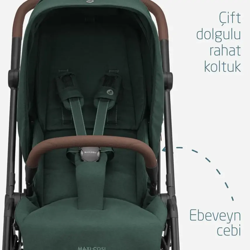 Maxi-Cosi Leona2 Çift Yönlü Uzatılabilir Sırt Desteği Tam Yatabilir Bebek Arabası Twillic Green - 11