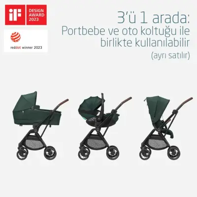 Maxi-Cosi Leona2 Çift Yönlü Uzatılabilir Sırt Desteği Tam Yatabilir Bebek Arabası Twillic Green - 7