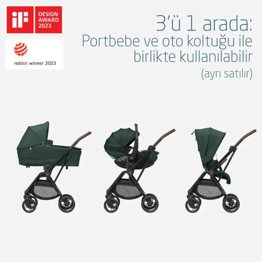 Maxi-Cosi Leona2 Çift Yönlü Uzatılabilir Sırt Desteği Tam Yatabilir Bebek Arabası Twillic Green - 7