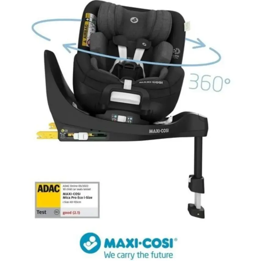 Maxi-Cosi Mica Pro Eco I-Size ADAC'lı Isofix'li 360 Dönebilir Yatabilir 0-18 kg Bebek Oto Koltuğu Authentic Black - 1