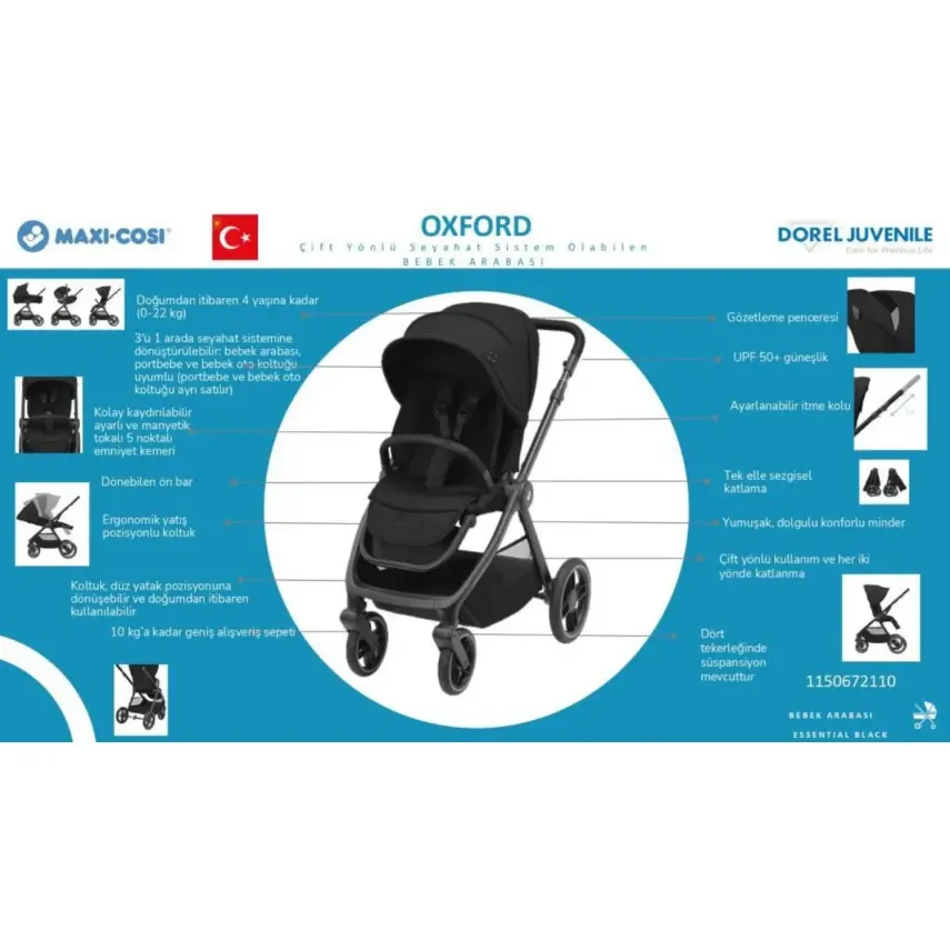 Maxi-Cosi Oxford Çift Yönlü Travel Sistem-Seyahat Sistem Bebek Arabası Twillic Green  - 3