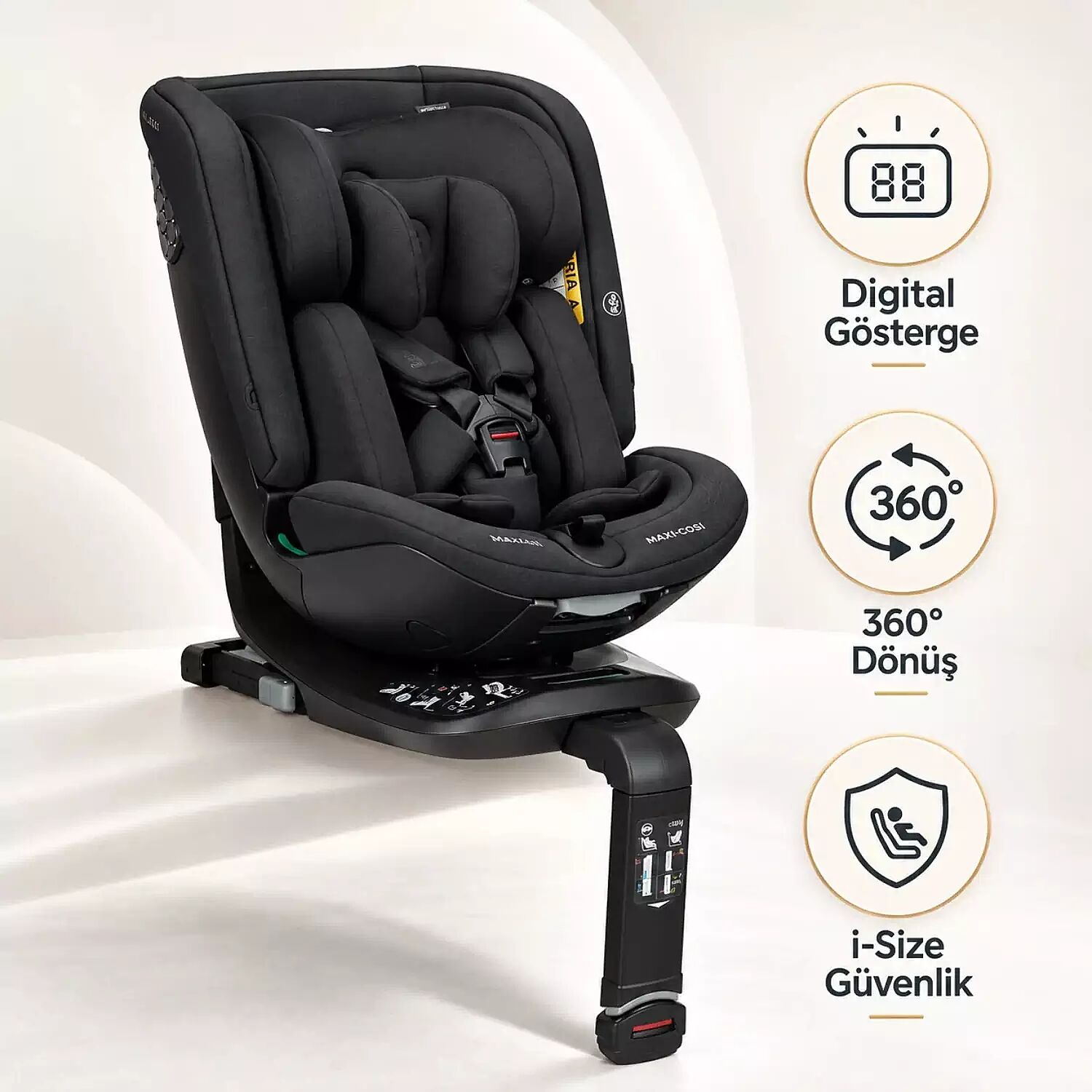 Maxi-Cosi Spinel 360 Plus Isofixli Oto Koltuğu 0-36 Kg Authentic Black