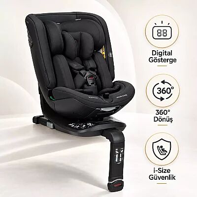 Maxi-Cosi Spinel Plus i-Size Dijital Göstergeli 360 Dönebilen Yatabilen Isofix'li 0-36 kg Oto Koltuğu Authentic Black