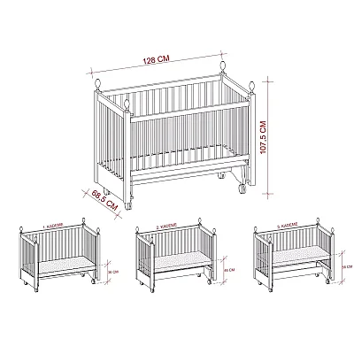 Meltem Kids Kral Beşik 60X120 Cm Beyaz - Ekru Beyaz - 7