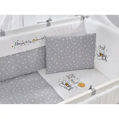 Meltem Kids Kral Beşik 60X120 Cm Beyaz- Moon Gri (1)