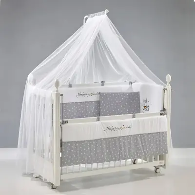 Meltem Kids Kral Beşik 60X120 Cm Beyaz- Moon Gri - 5
