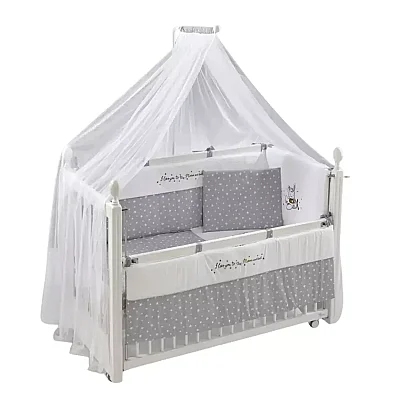 Meltem Kids Kral Beşik 60X120 Cm Beyaz- Moon Gri
