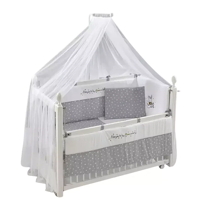 Meltem Kids Kral Beşik 60X120 Cm Beyaz- Moon Gri - 1