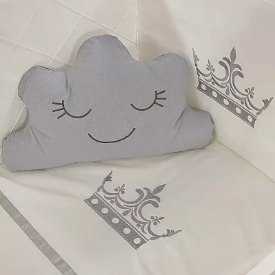 Meltem Kids Kral Beşik 60x120 cm Beyaz- Motto Gri - 4