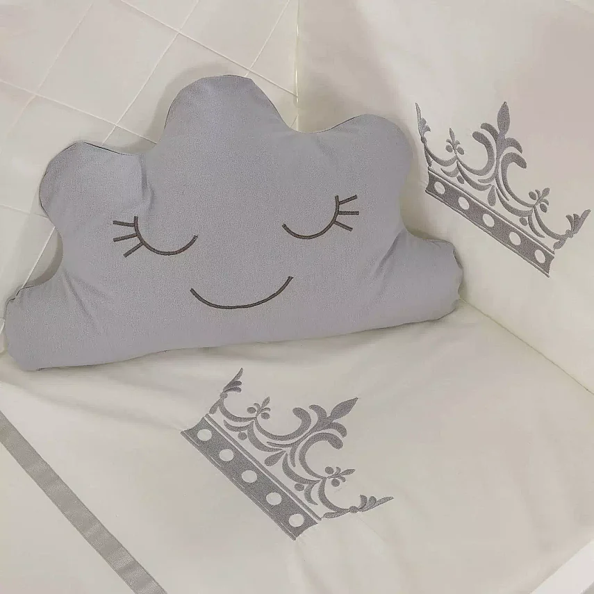 Meltem Kids Kral Beşik 60x120 cm Beyaz- Motto Gri - 4