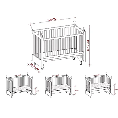 Meltem Kids Kral Beşik 60x120 cm Beyaz- Motto Gri - 8