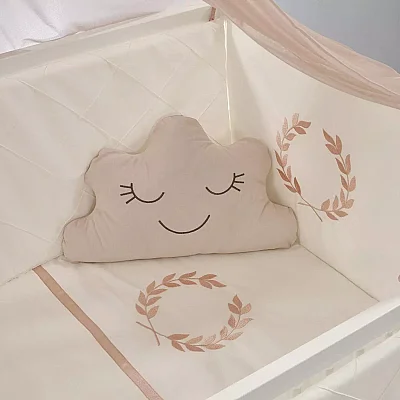 Meltem Kids Kral Beşik 60x120 cm Beyaz-Motto Pudra - 3