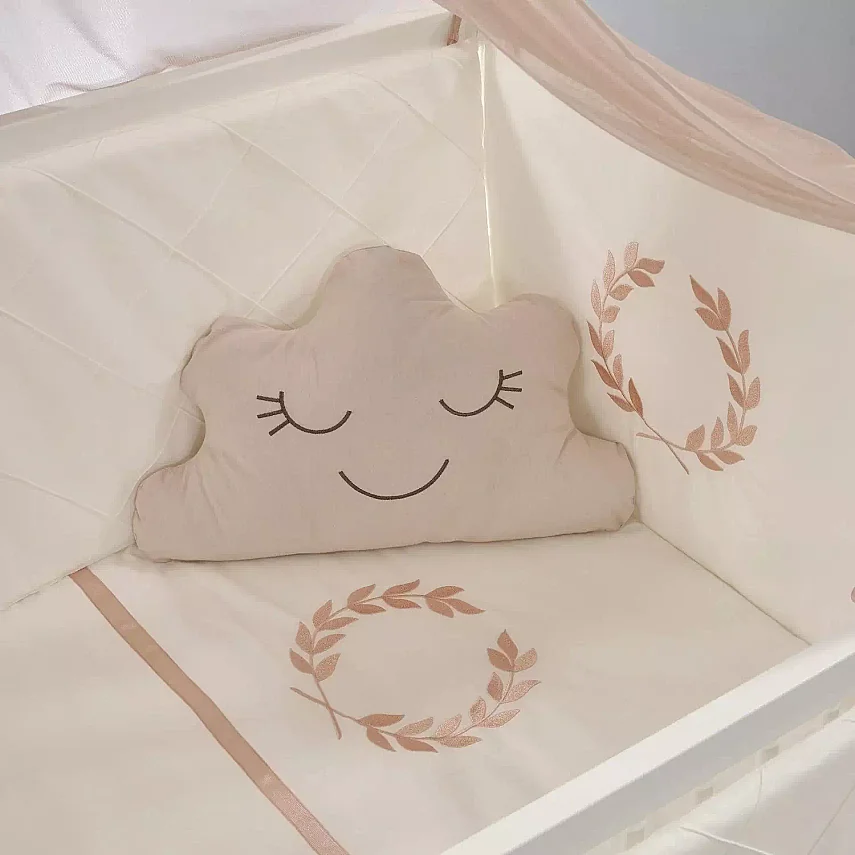 Meltem Kids Kral Beşik 60x120 cm Beyaz-Motto Pudra - 3