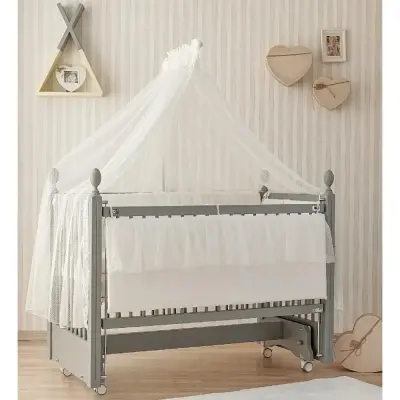 Meltem Kids Kral Beşik 60X120 Cm Gri