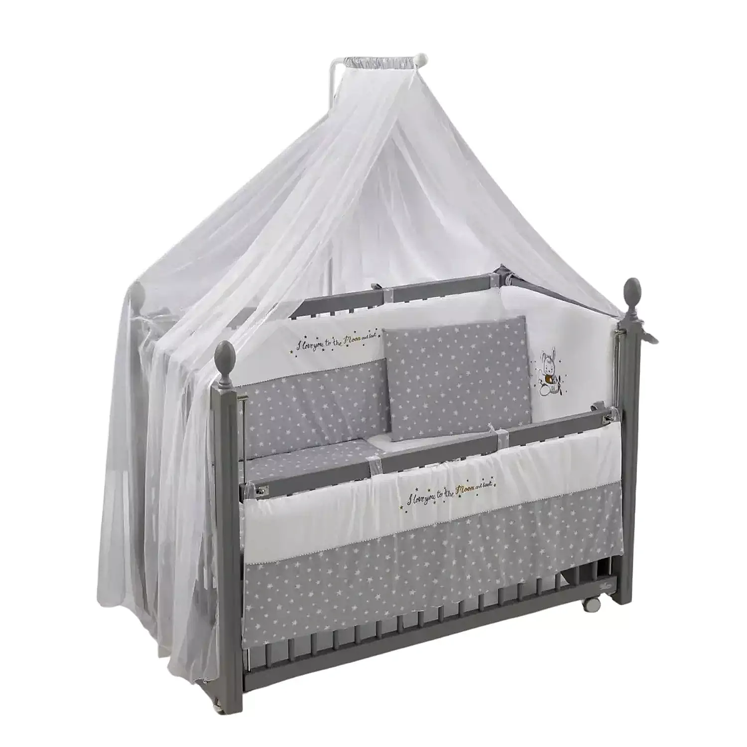 Meltem Kids Kral Beşik 60x120 cm Gri - Moon Gri
