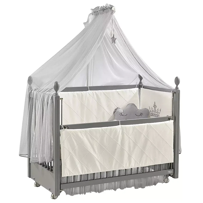 Meltem Kids Kral Beşik 60x120 cm Gri - Motto Gri - 1