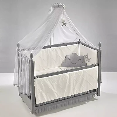 Meltem Kids Kral Beşik 60x120 cm Gri - Motto Gri (1)
