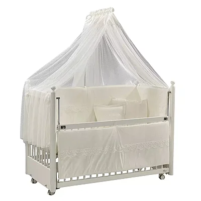 Meltem Kids Mondo Beşik 60x120 cm Beyaz İncili Krem