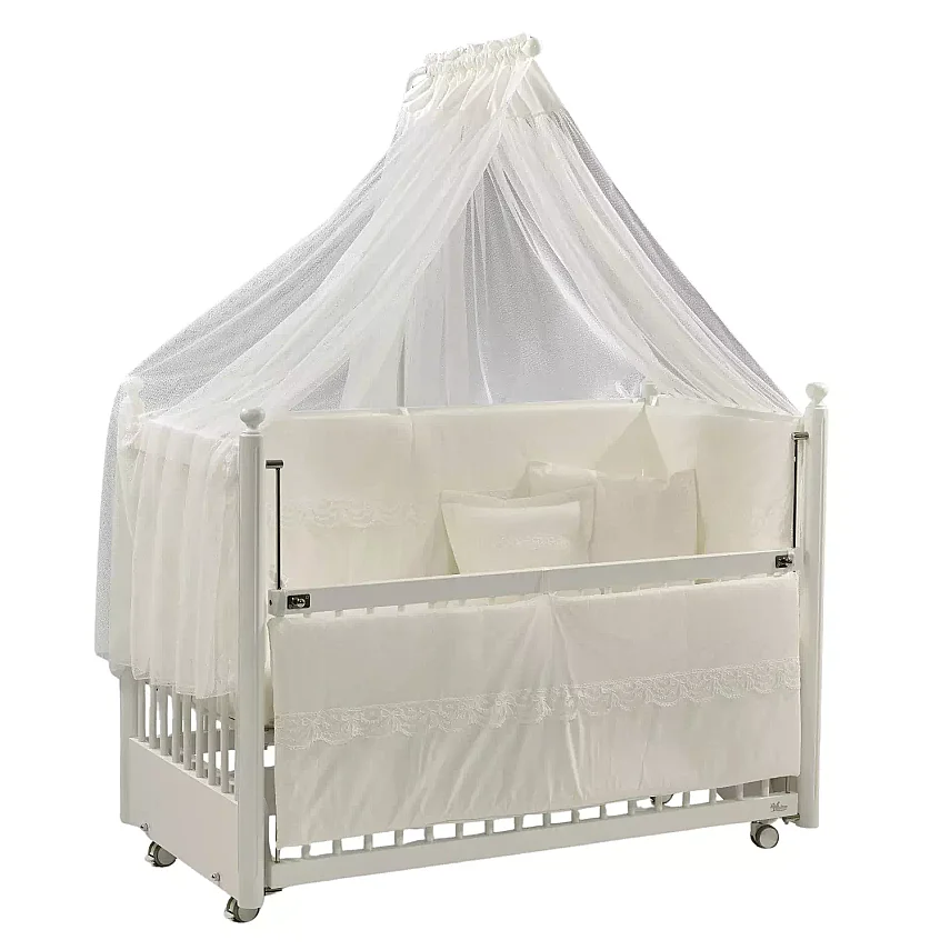Meltem Kids Mondo Beşik 60x120 cm Beyaz İncili Krem - 1