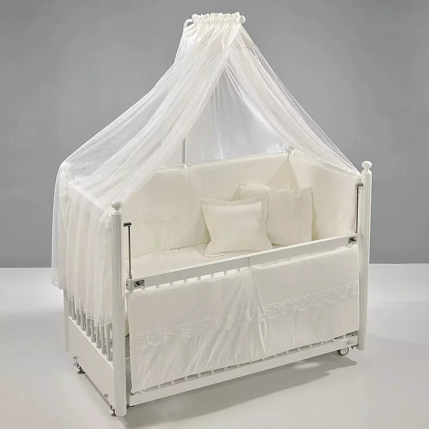 Meltem Kids Mondo Beşik 60x120 cm Beyaz İncili Krem - 2