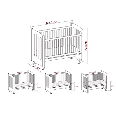 Meltem Kids Mondo Beşik 60x120 cm Beyaz - Little Angel - 6