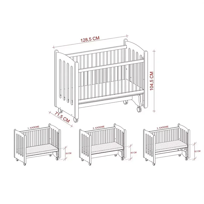 Meltem Kids Mondo Beşik 60x120 cm Beyaz - Little Angel - 6