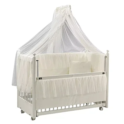 Meltem Kids Mondo Beşik 60x120 cm Beyaz Mondo Ekru