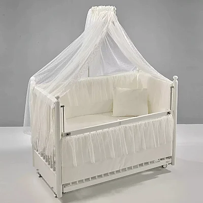 Meltem Kids Mondo Beşik 60x120 cm Beyaz Mondo Ekru - 3