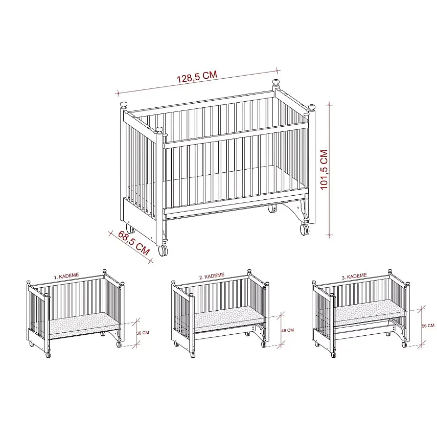 Meltem Kids Mondo Beşik 60x120 cm Gri Mondo Gri - 6