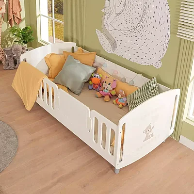 Meltem Kids Sweet Bear Montessori 90x190 Beyaz - Gri (1)