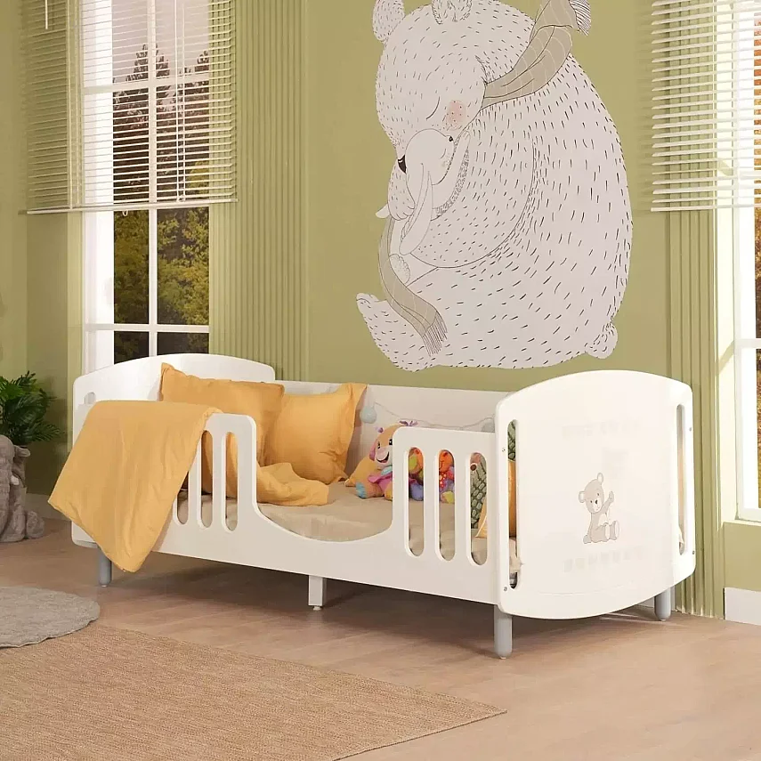 Meltem Kids Sweet Bear Montessori 90x190 Beyaz - Gri - 3