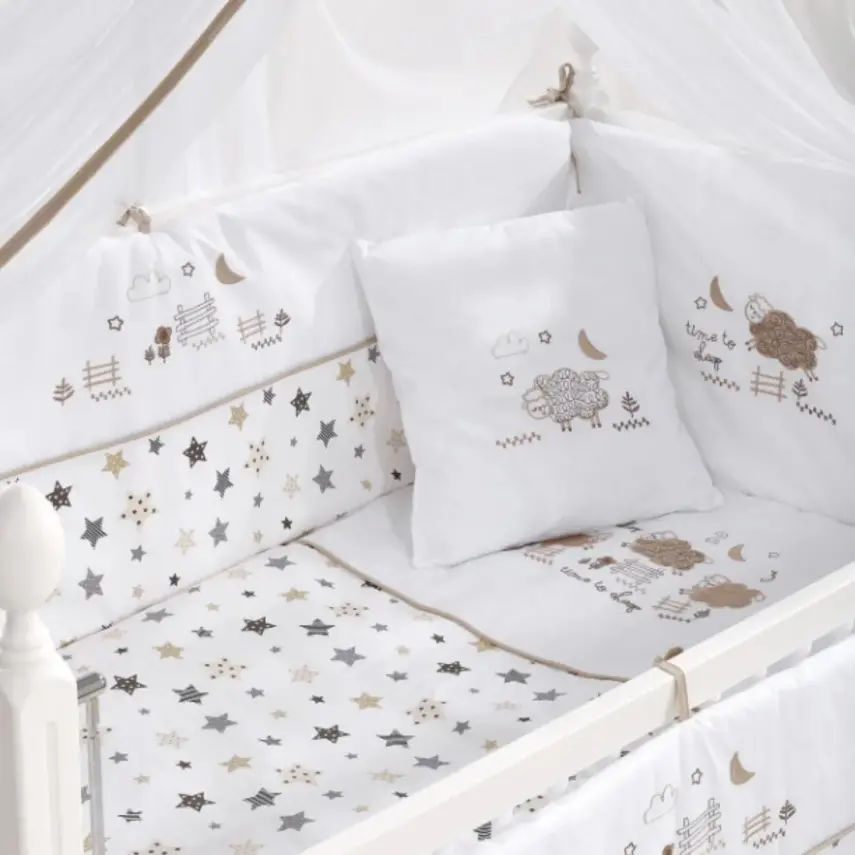 Meltem Kids Woody Anne Yanı Ahşap Sallanır Beşik+Yatak+Uyku Seti+Cibinlik Kuzu - 2