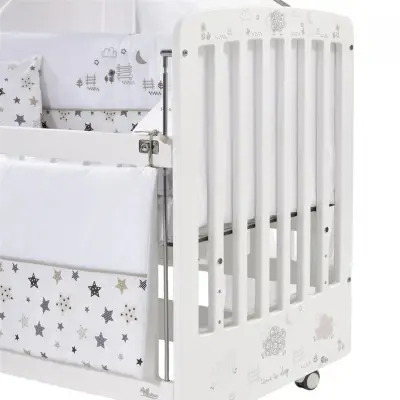 Meltem Kids Woody Anne Yanı Ahşap Sallanır Beşik+Yatak+Uyku Seti+Cibinlik Kuzu - 4