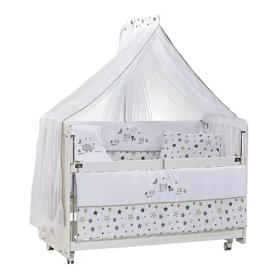Meltem Kids Woody Beşik 60x120 cm Pretty Beyaz