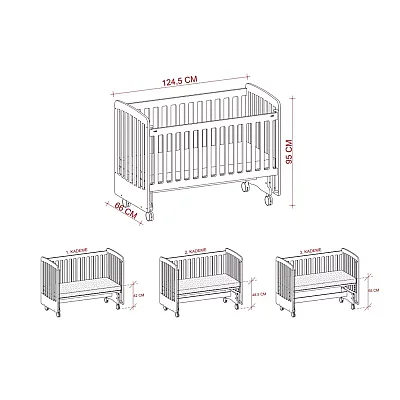 Meltem Kids Woody Beşik 60x120 cm Pretty Beyaz - 7