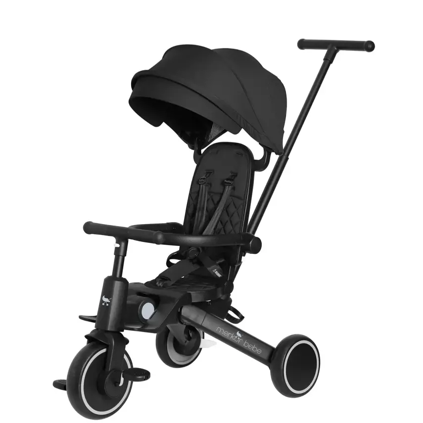 Merkür Bebe 9in1 Hawk Üç Tekerlekli Bebek ve Çocuk Bisikleti Siyah - 1