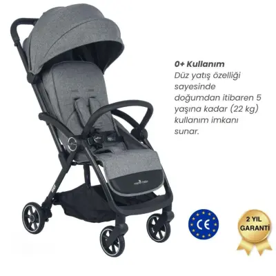 Merkür Bebe Ruby Tek Tuşla Otomatik Katlanan Kabin Boy Bebek Arabası Gri (1)