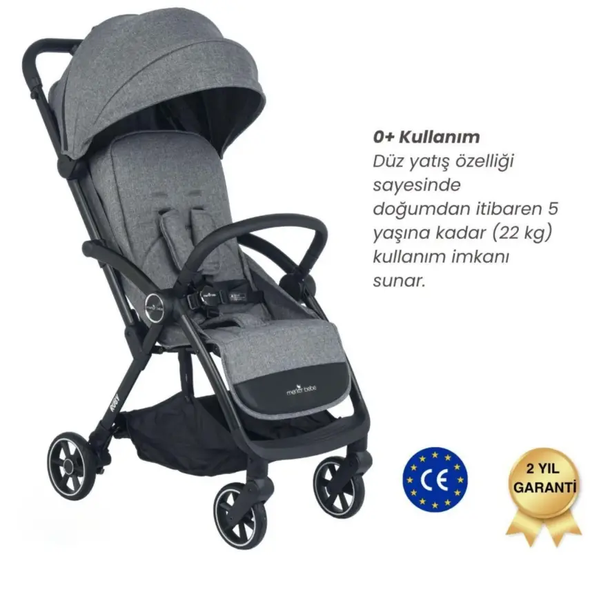 Merkür Bebe Ruby Tek Tuşla Otomatik Katlanan Kabin Boy Bebek Arabası Gri - 2