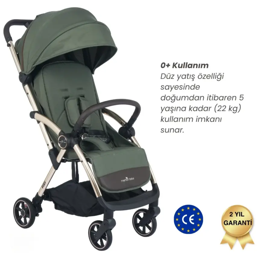 Merkür Bebe Ruby Tek Tuşla Otomatik Katlanan Kabin Boy Bebek Arabası Yeşil - 2