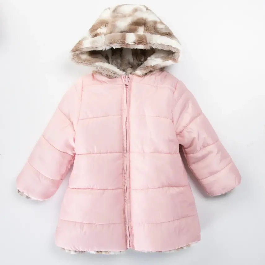 Midimod Kız Kaban Çift Taraflı Pembe - 1