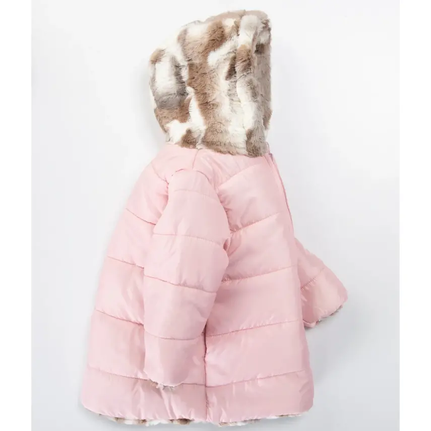 Midimod Kız Kaban Çift Taraflı Pembe - 4