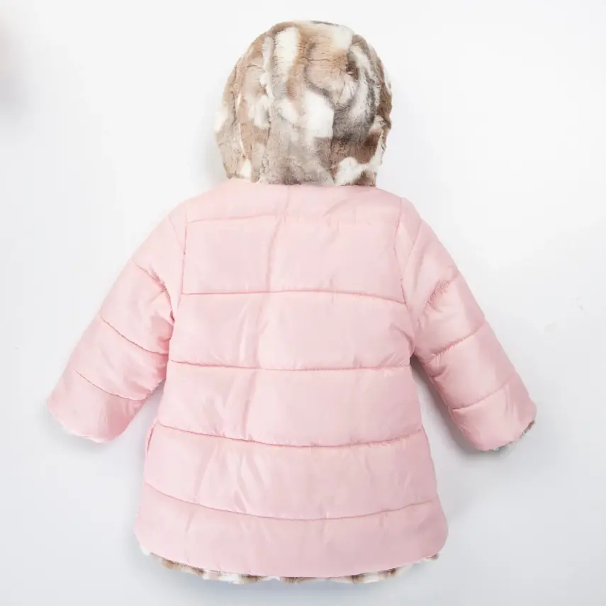 Midimod Kız Kaban Çift Taraflı Pembe - 2